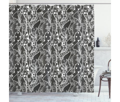 Vintage Roses Hearts Shower Curtain