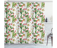 Poinsettia Pattern Shower Curtain