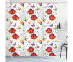 Natural Scene Butterfly Shower Curtain