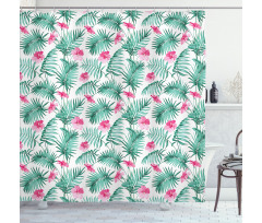 Tropic Ferns Flowers Shower Curtain