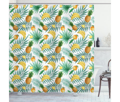 Exotic Fruits Leaves Shower Curtain