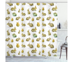 Furry Rabbits Shower Curtain