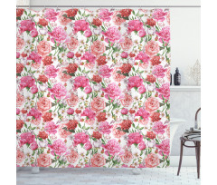 Pink Peonies Roses Shower Curtain
