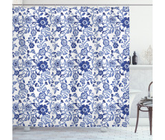 Vibrant Blue Flowers Shower Curtain
