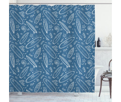 Ocean Waves Doodle Shower Curtain