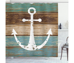 Grunge Marine Wooden Plank Shower Curtain