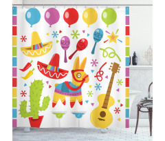Party Pattern Cactus Shower Curtain