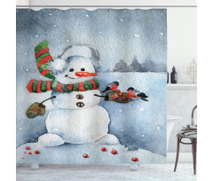 Watercolor Xmas Winter Shower Curtain