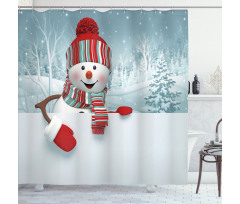 Smiling 3D Mascot Trees Shower Curtain