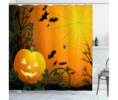 Pumpkin Leaves Bats Shower Curtain