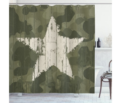 Grunge Star on Green Shower Curtain