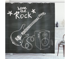 Love Rock Music Sketch Shower Curtain