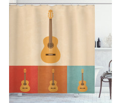Acoustic Guitars Retro Shower Curtain