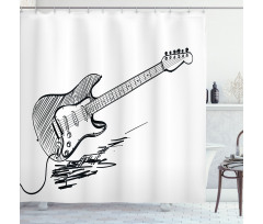 Rock Music Sketch Art Shower Curtain