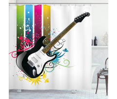 Bass Floral Colorful Shower Curtain