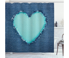 Denim Heart Love Shower Curtain