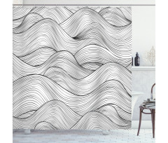 Geometric Waves Ocean Shower Curtain