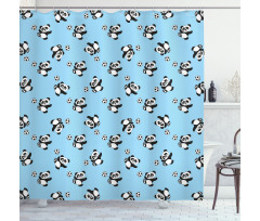 Panda Kicking Ball Shower Curtain