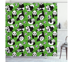 Funny Panda Hearts Stars Shower Curtain