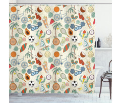 Cartoon Style Elements Shower Curtain