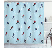 Ice Hockey Pattern Winter Shower Curtain