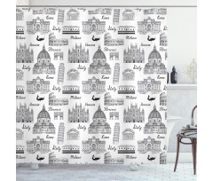 Monochrome Sketch Italy Shower Curtain