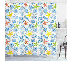 Aqua Marine Stars Shower Curtain