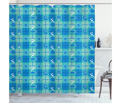 Plaid Pattern Marine Shower Curtain