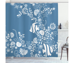 Flowers and Fishes Shower Curtain