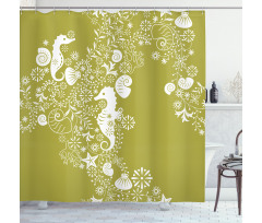 Swirls with Seahorse Shower Curtain