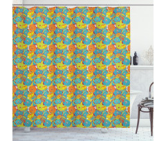 Ornamental Floral Pattern Shower Curtain