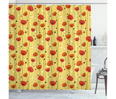 Lines with Dots Floral Shower Curtain