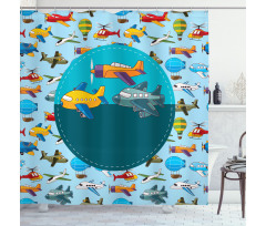 Cartoon Airplanes Shower Curtain