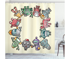 Friendly Robots Toys Shower Curtain