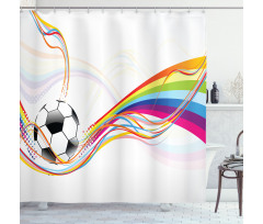 Rainbow Pattern Line Shower Curtain
