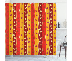 Cat Dog Paw Trace Pattern Shower Curtain