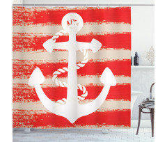 Rope Stripes Nautical Shower Curtain