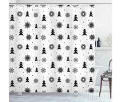 Xmas Pine Trees Holiday Shower Curtain