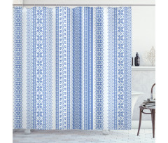 Geometric Chevron Flower Shower Curtain