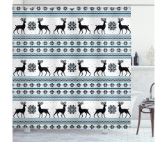 Zigzag Reindeer and Snow Shower Curtain