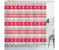 Needlework Style Xmas Shower Curtain