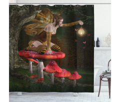 Mythical Fairy Mushroom Shower Curtain