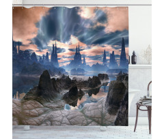 Rock Towers Alien World Shower Curtain