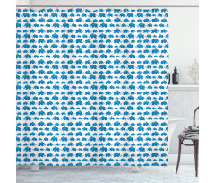 Blue Animal Kids Theme Shower Curtain