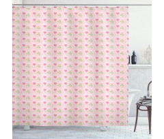 Dots Hearts Checkered Shower Curtain