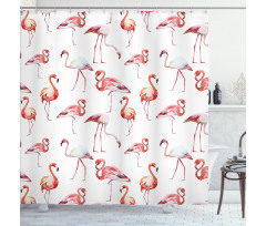 Exotic Birds Pattern Shower Curtain