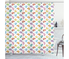 Characters and Dots Shower Curtain