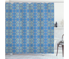 Patchwork Style Blue Shower Curtain