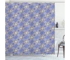 Geometric Azulejo Design Shower Curtain
