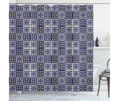 Squares Azulejo Tiles Shower Curtain
